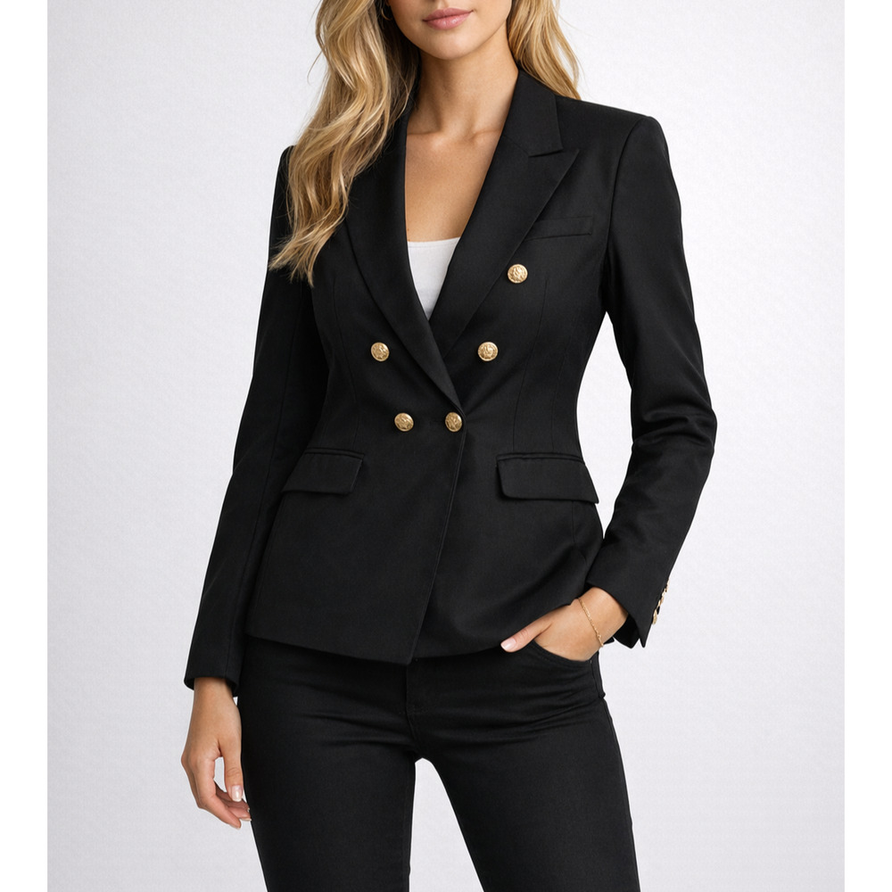 Viema Moda Paris Double Breasted Blazer Womens 18 Black Old Money Minimalist